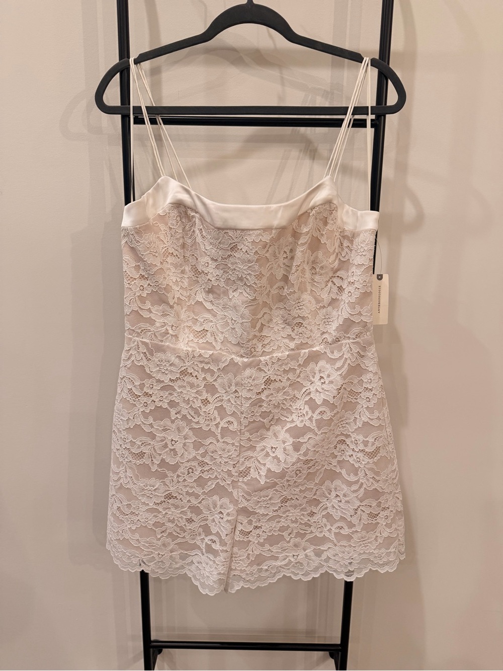BHLDN White Lace Spaghetti-Strap Mini Bridal Romper NWT